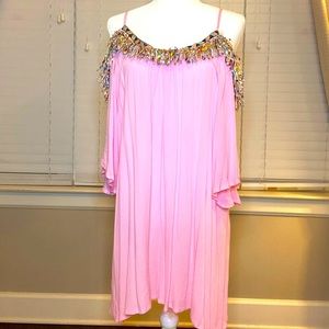 Velzera Pink Cold Shoulder Dress